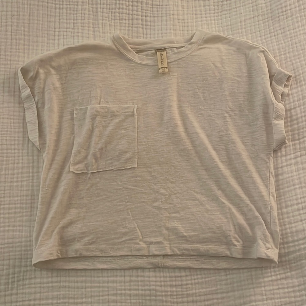 Cropped White Tee with Pocket